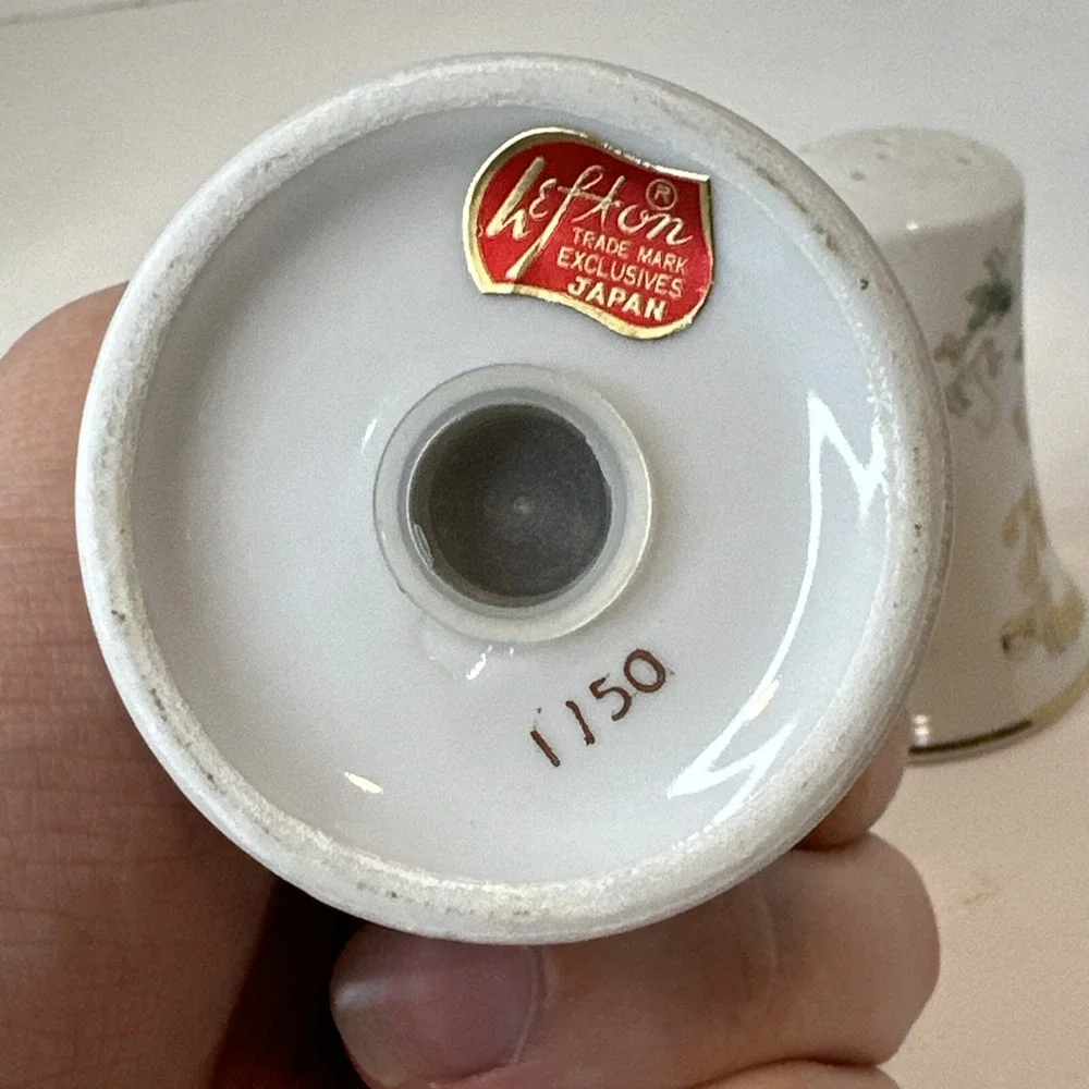 Happy Anniversary Bell Shaped Salt & Pepper Shakers Lefton Japan 1150